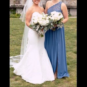 David’s Bridal one shoulder lace bridesmaid dress